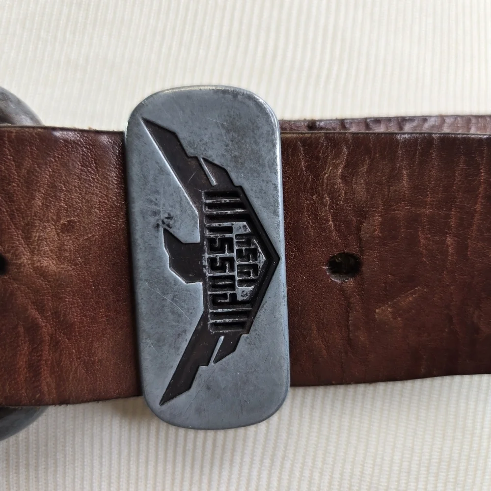 Vtg y2k fossil brown leather grunge mens belt